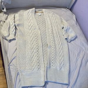 Cozy Cream/white long knit Cardigan